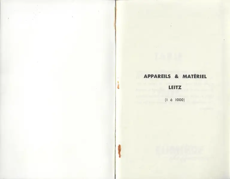 Catalogue 1960 - Appareils et matéreil Leitz