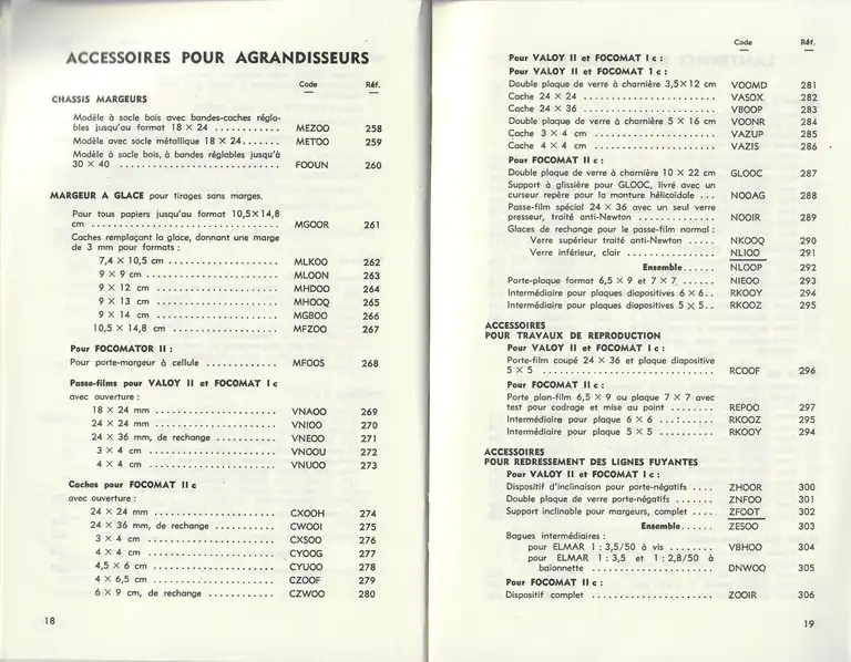 Catalogue 1960 - Appareils et matéreil Leitz - Accessoires pour agrandisseurs