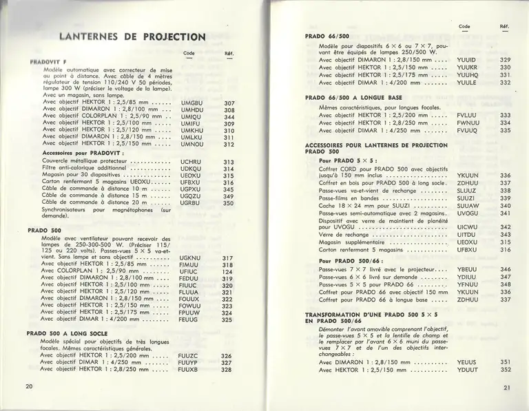 Catalogue 1960 - Appareils et matéreil Leitz - Lanternes de projection