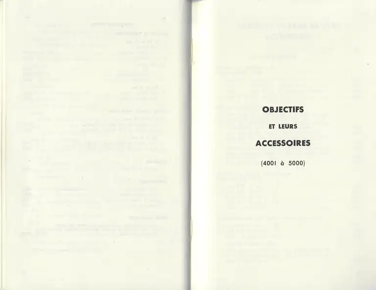 Catalogue 1960 - Objectifs et leurs accessoires