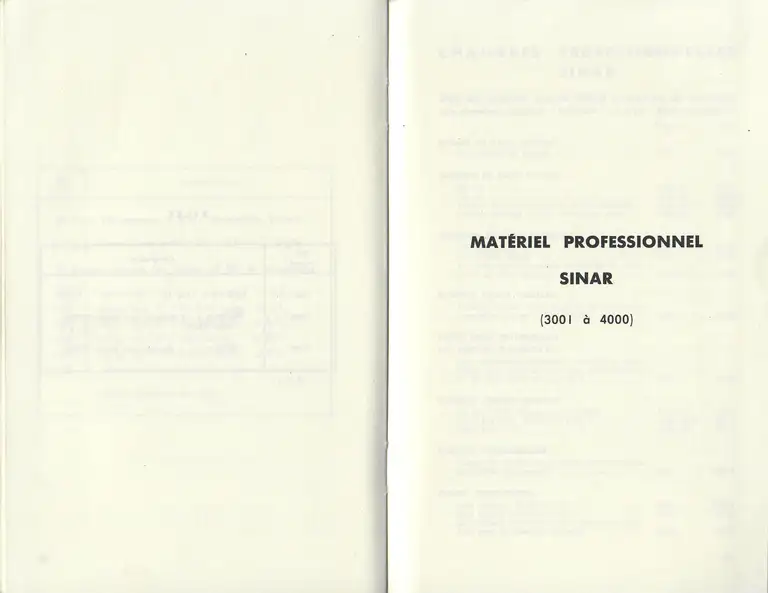 Catalogue 1960 - Matériel professionnel SINAR