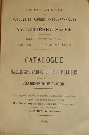 Catalogue des Plaques sur Vitrose rigide et Pellicules préparées au Gélatino-Bromure d'Argent - 1898