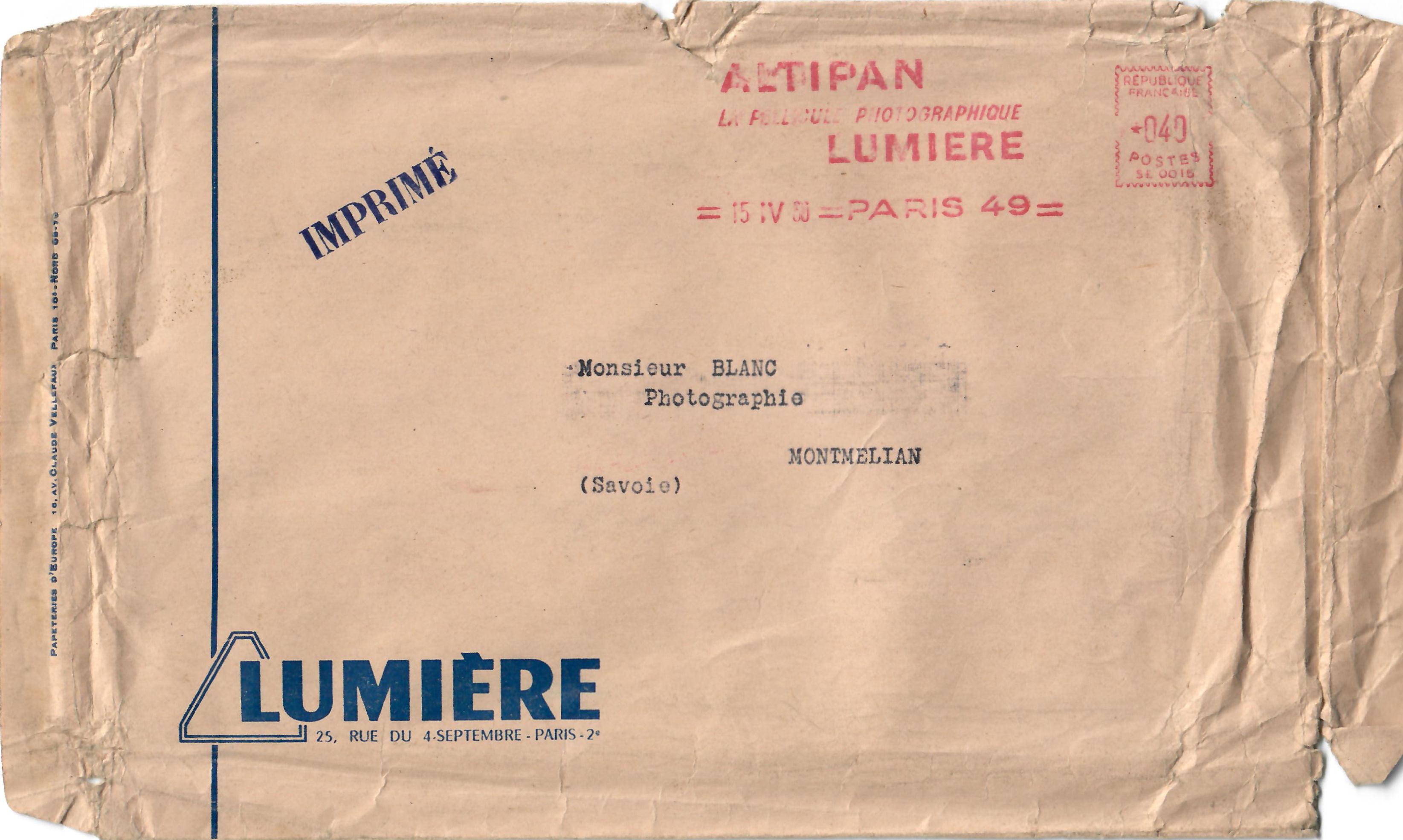 Enveloppe - 15 avril 1960