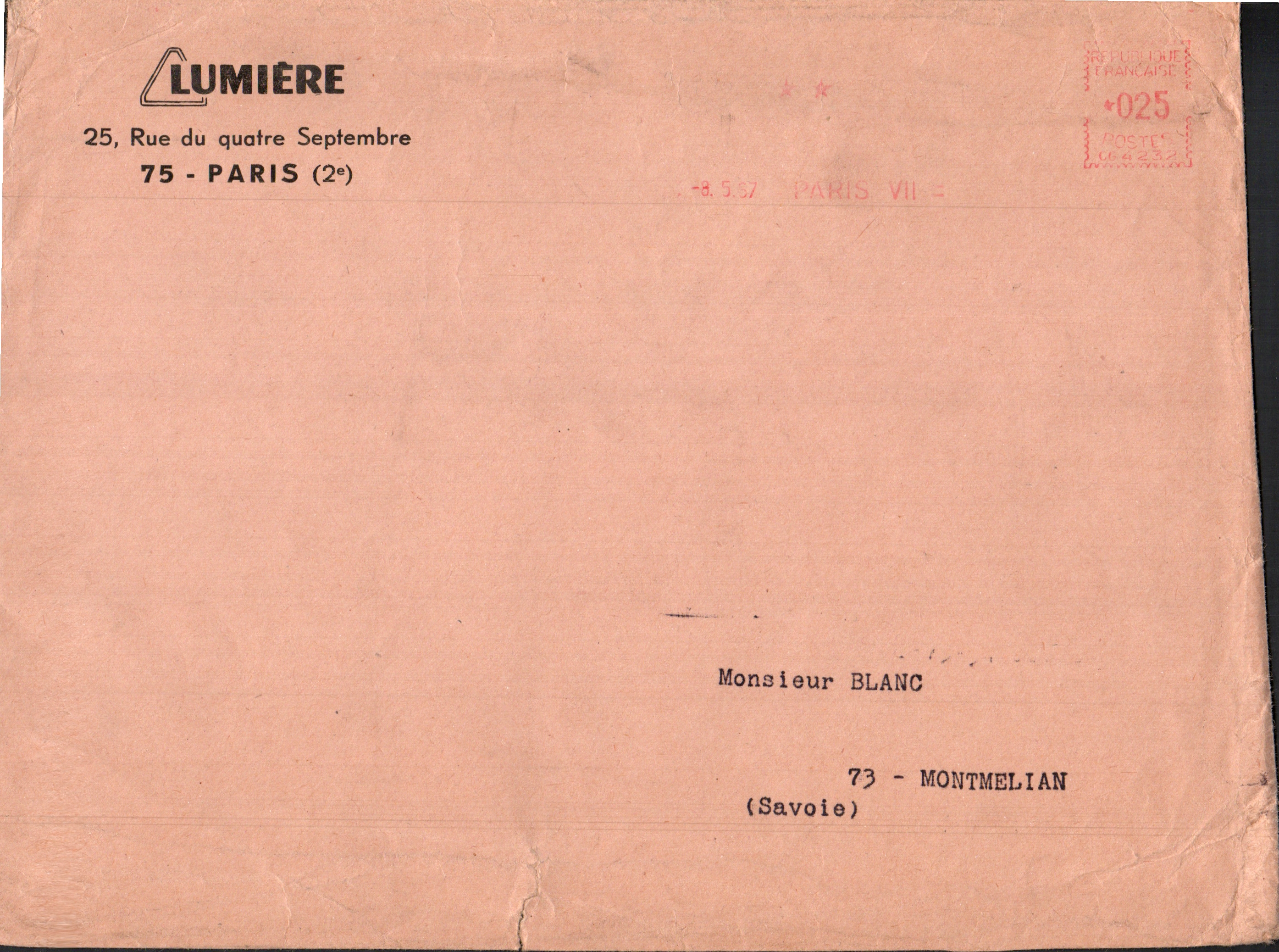 Enveloppe - 8 mai 1967