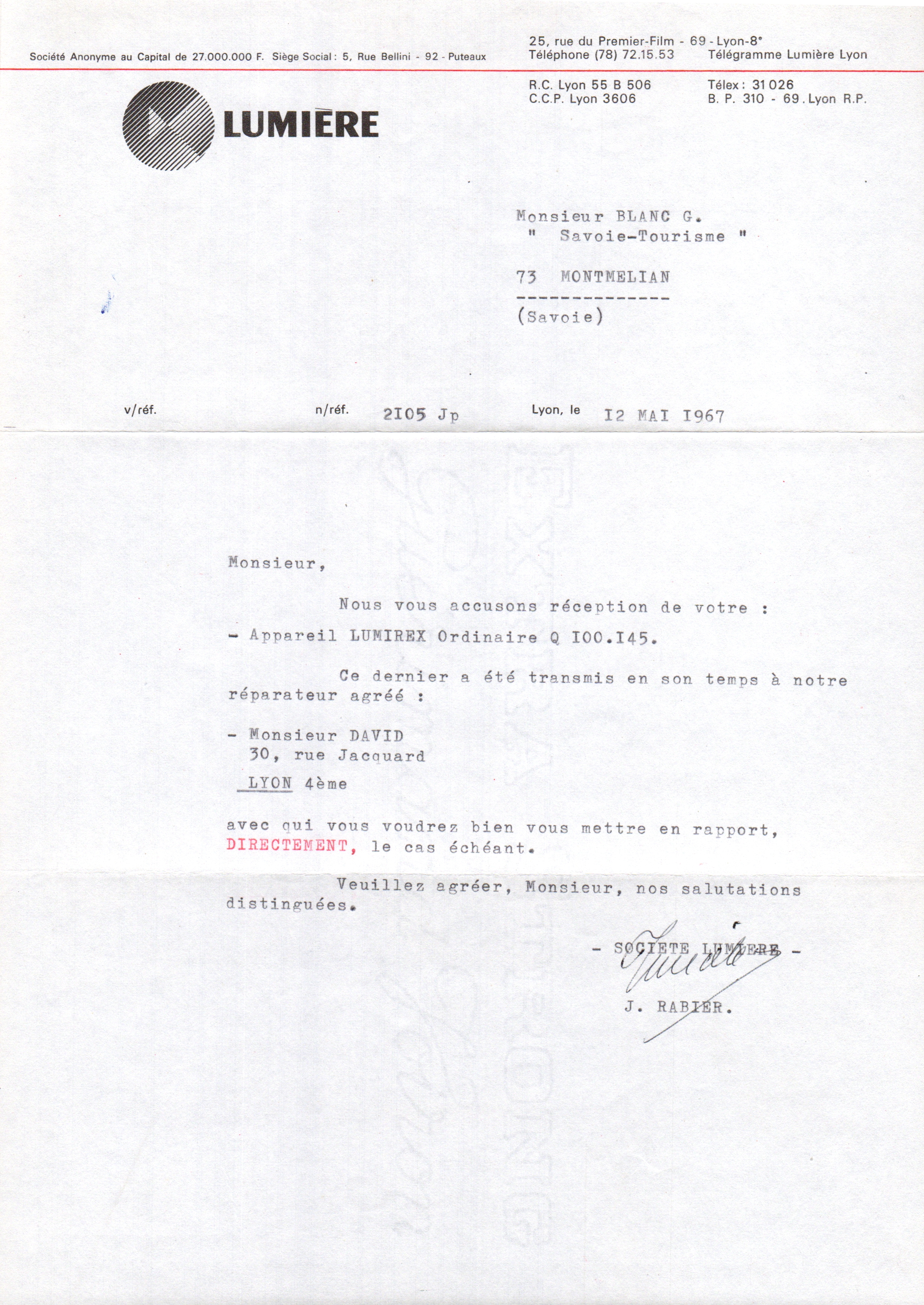 Courrier - 12 mai 1967