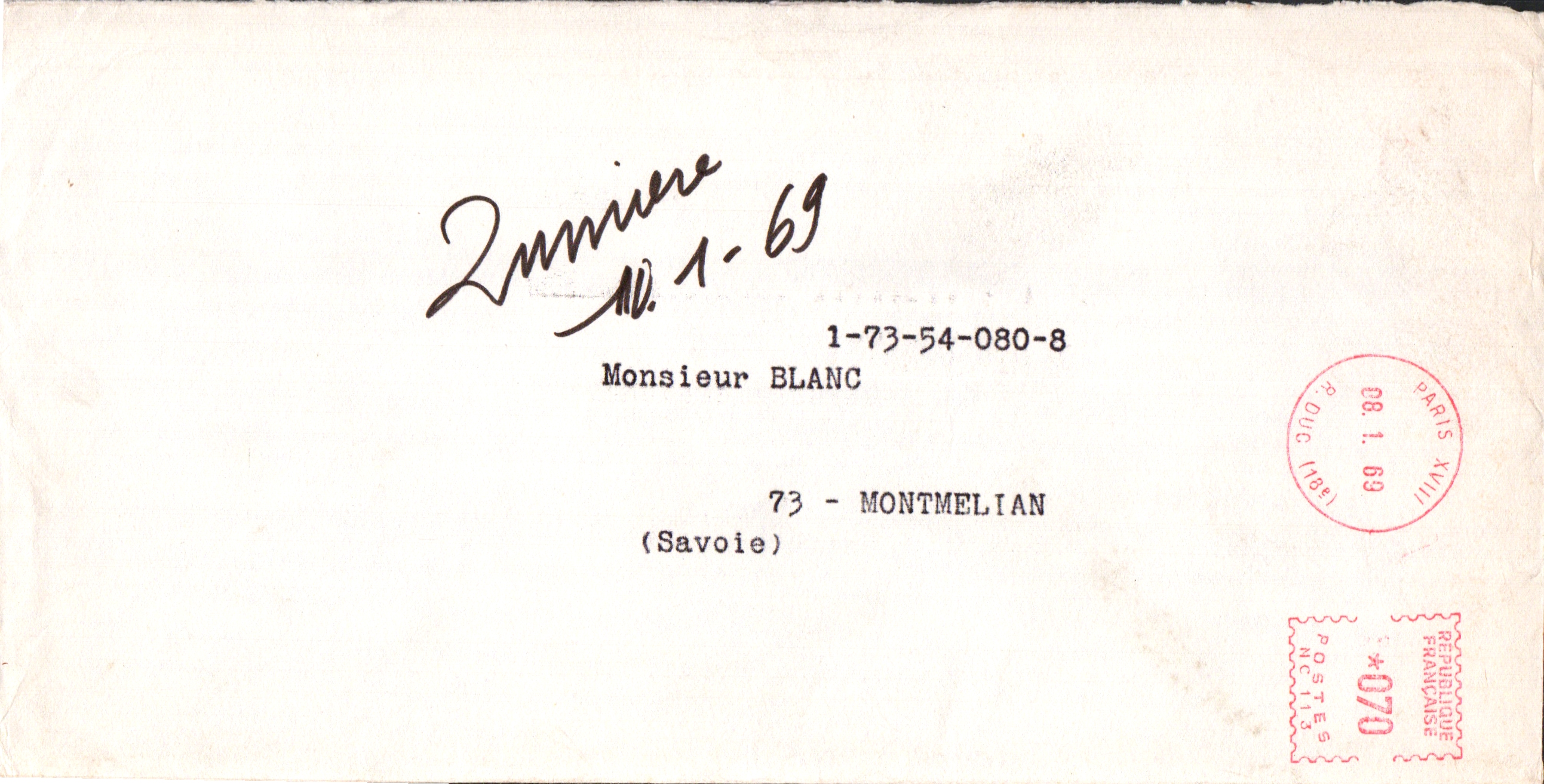 Enveloppe - 8 janvier 1969