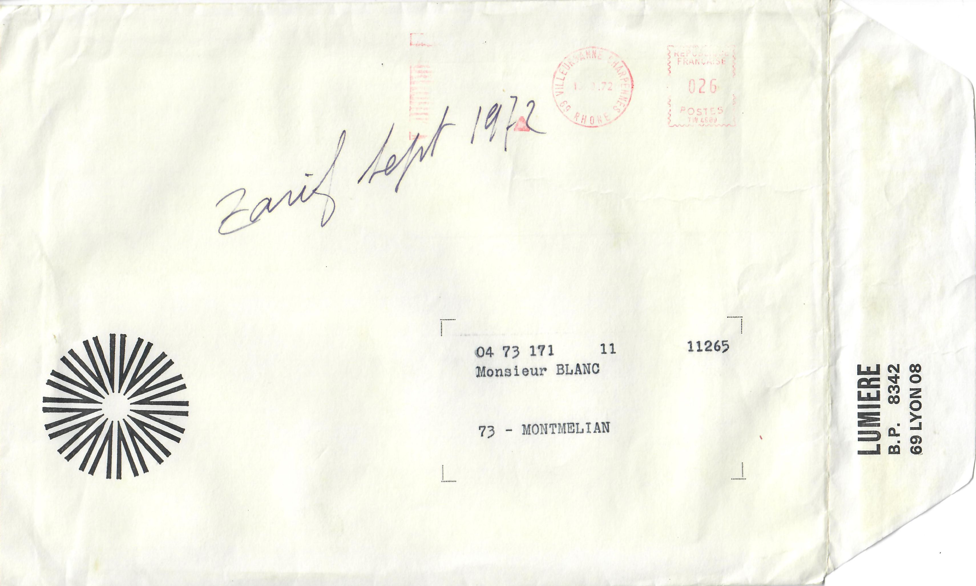 Enveloppe - 13 octobre 1972
