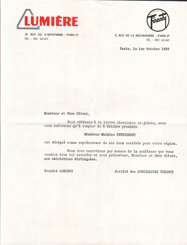 1959-10-01 - Courrier