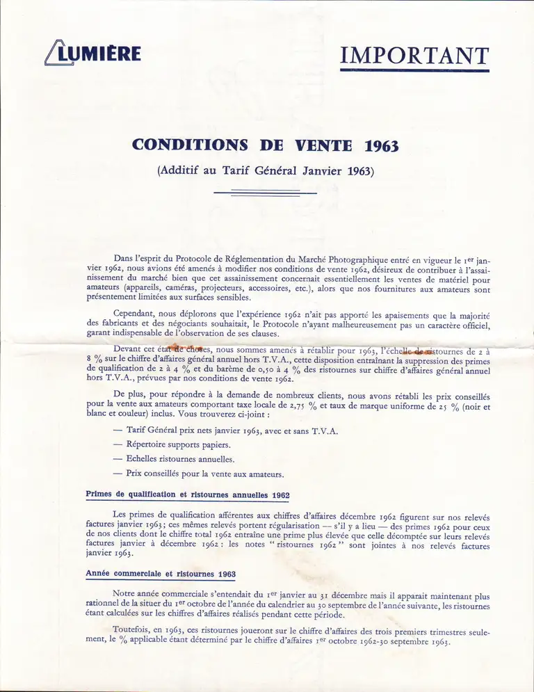 1963-01 - Conditions de vente recto