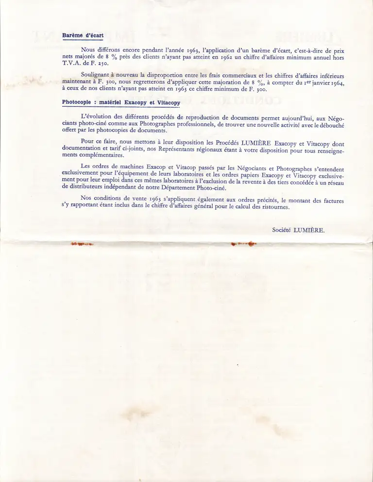 1963-01 - Conditions de vente verso