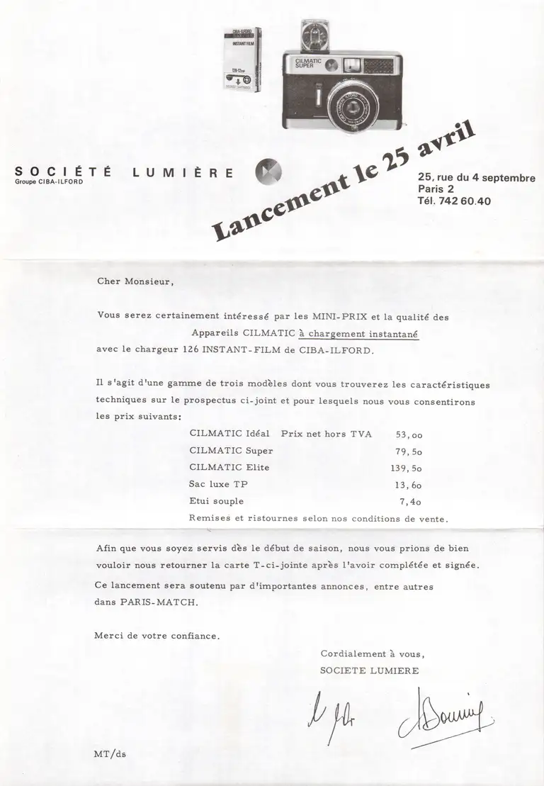 Société Lumière - Courrier 24 mai 1967