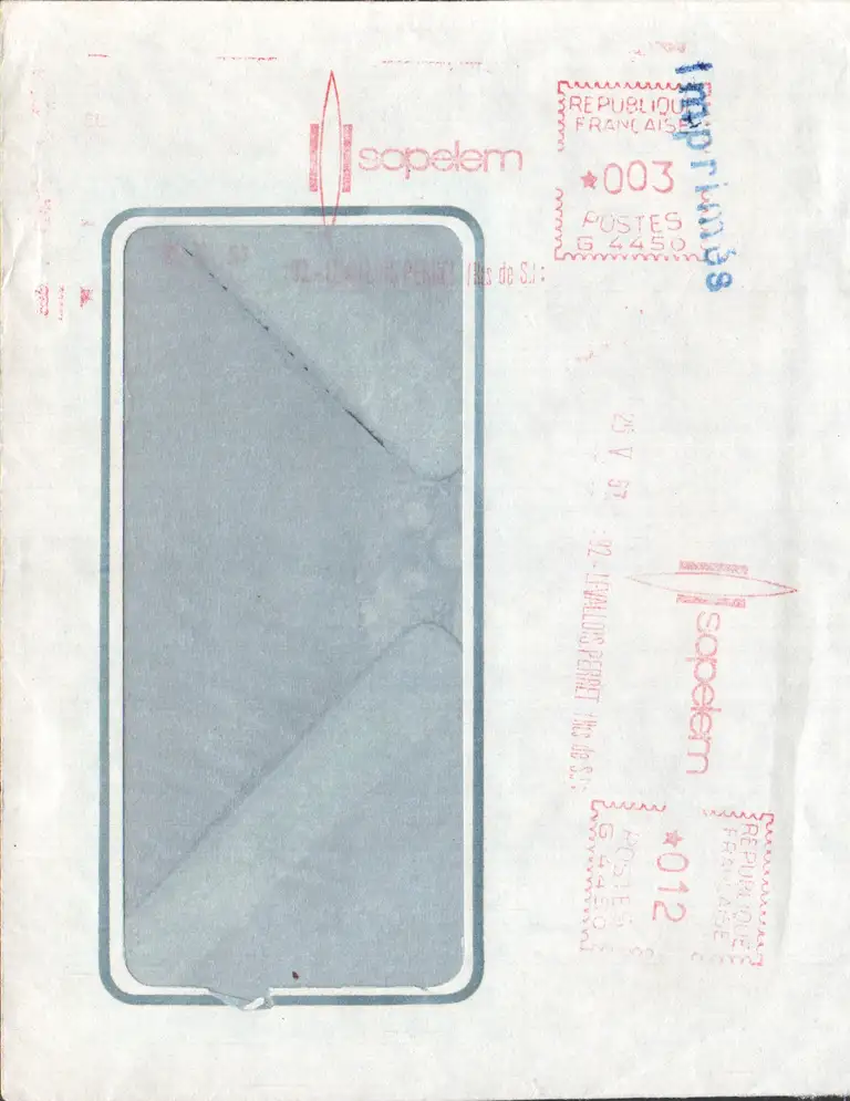 Enveloppe SOPELEM - 25 mai 1967