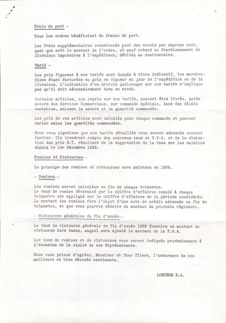 Courrier - 30 décembre 1968 - verso