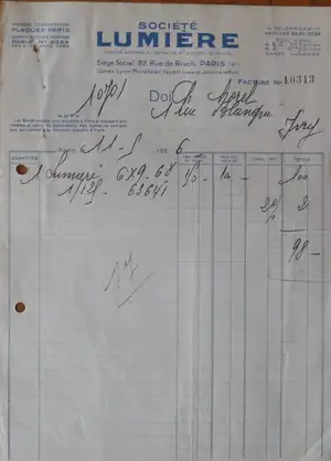 Facture - 11 septembre 1936