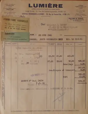 Facture - 20 juin 1946