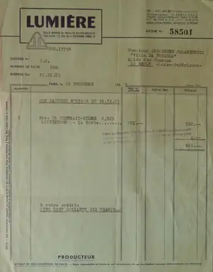 Facture - 29 décembre 1955