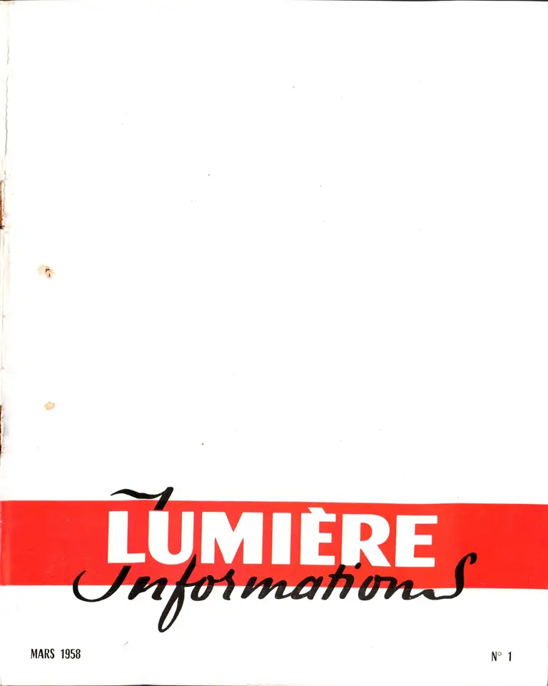 Lumière Informations n°1 - mars 1958 - 1