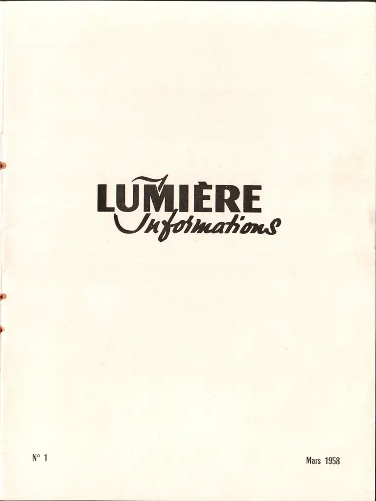 Lumière Informations n°1 - mars 1958 - 2