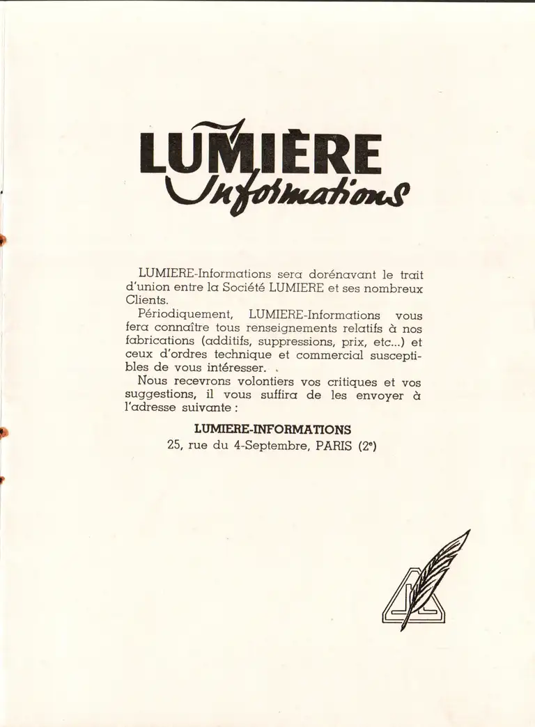 Lumière Informations n°1 - mars 1958 - 4
