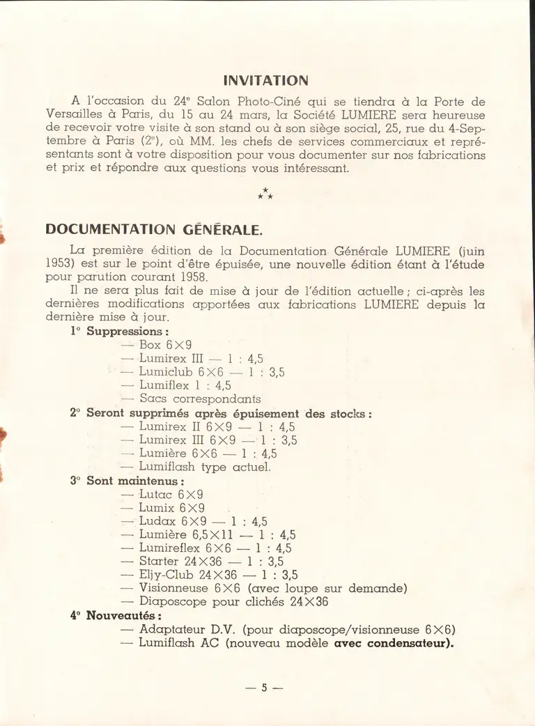 Lumière Informations n°1 - mars 1958 - 6