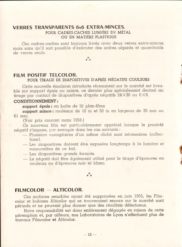 Lumière Informations n°1 - mars 1958 - 13
