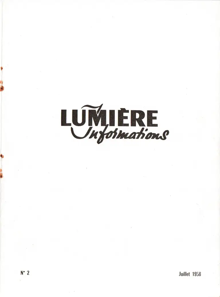 Lumière Informations n°2 - juillet 1958 - 2
