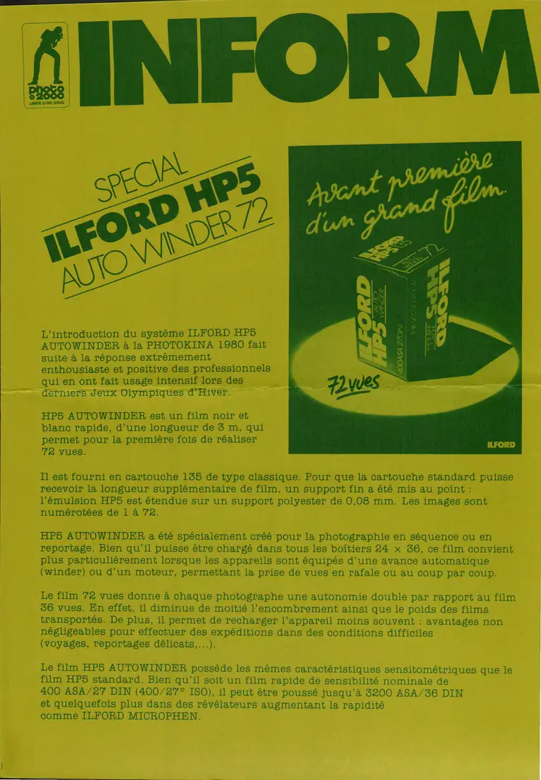 Inform spécial Ilford HP5 Auto Winder 72 1