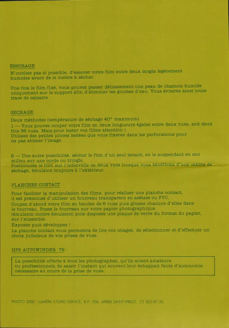 Inform spécial Ilford HP5 Auto Winder 72 4