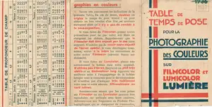 Table de temps de pose - 1937