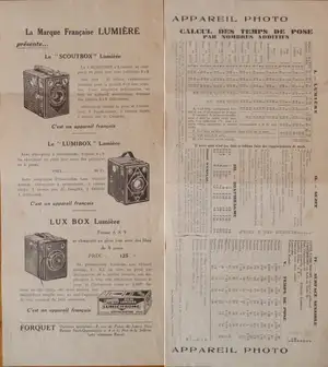 Table de temps de pose - 1934