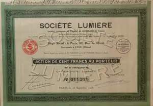 Action de la Société Lumière au capital de 40.000.000 francs - 1928
