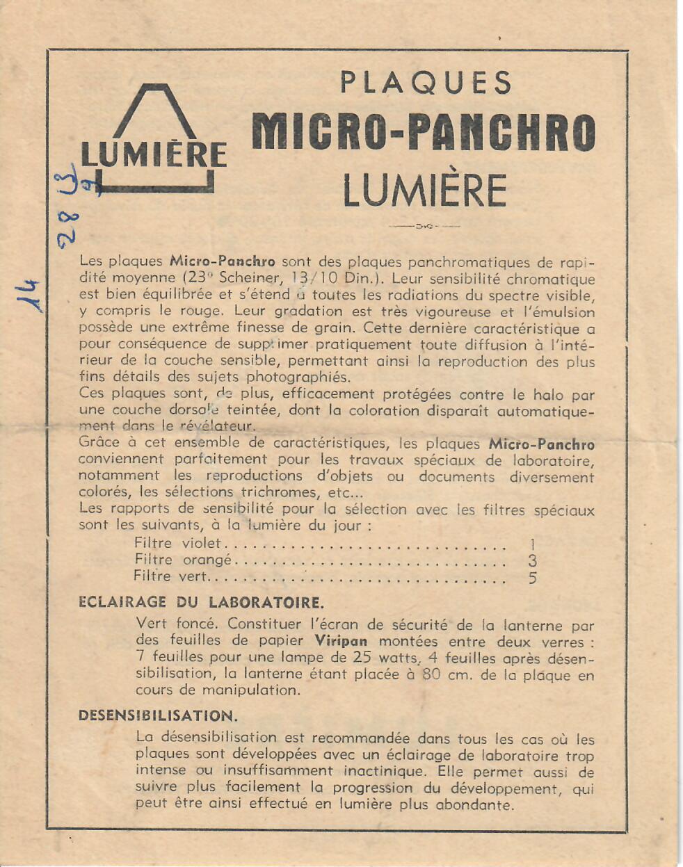 Notice Plaque Micro-Panchro