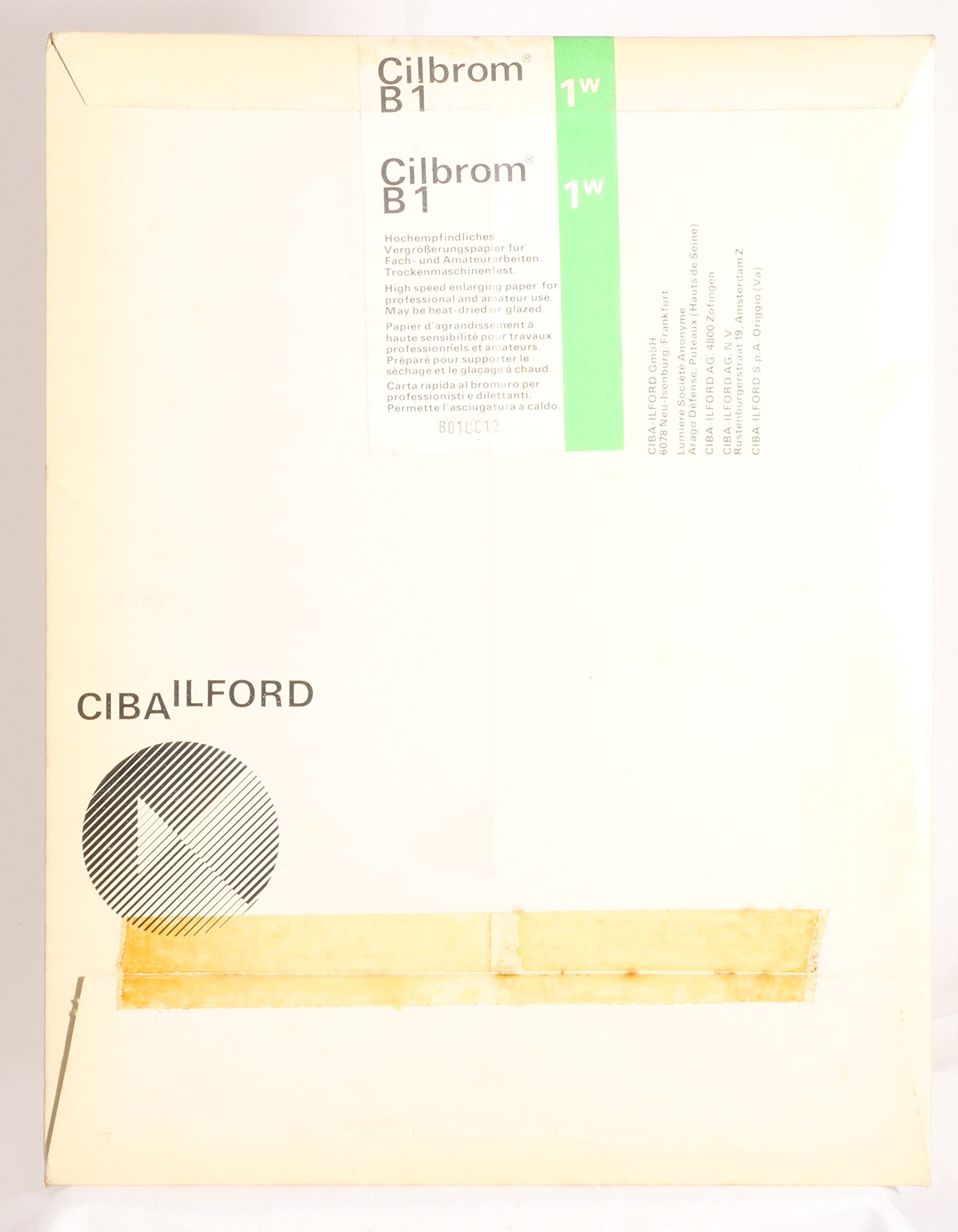 Papier Cilbrom B1 1W mince brillant blanc doux - Pochette 10 feuilles 18x24 cm Echantillon - verso