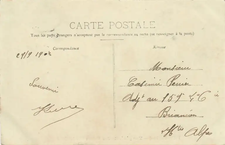 1908-09-21 - Carte postale Feysin - Vue générale des Usines Planchon - verso