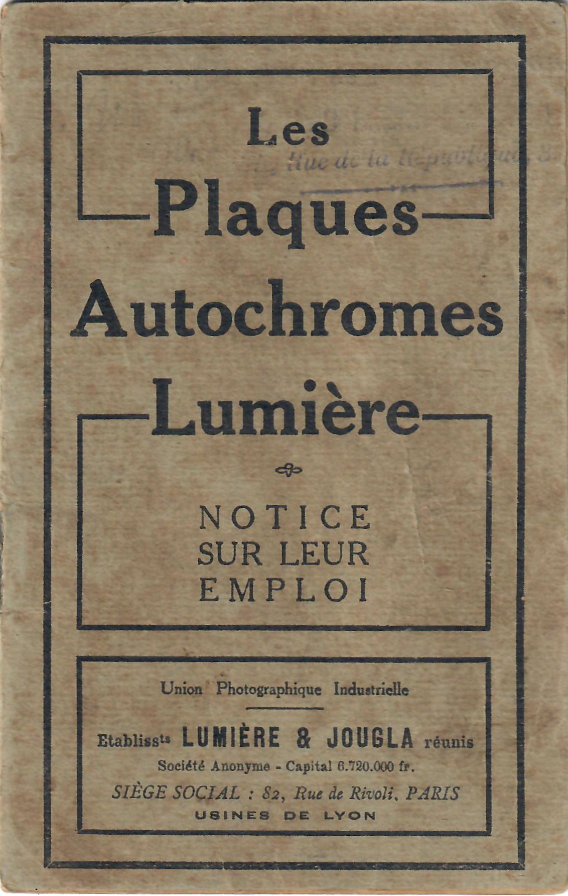 Notice Plaques Autochrome 1923