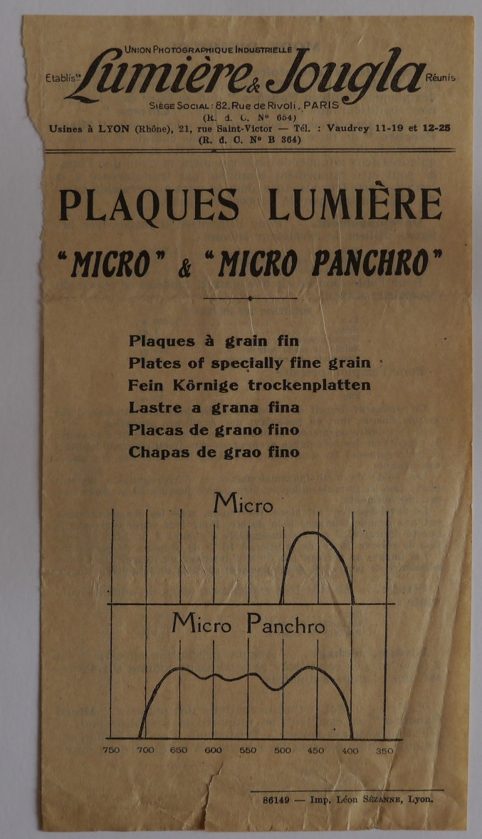 1926-1928 - UPI - Notice Plaques Micro et Micro Panchro