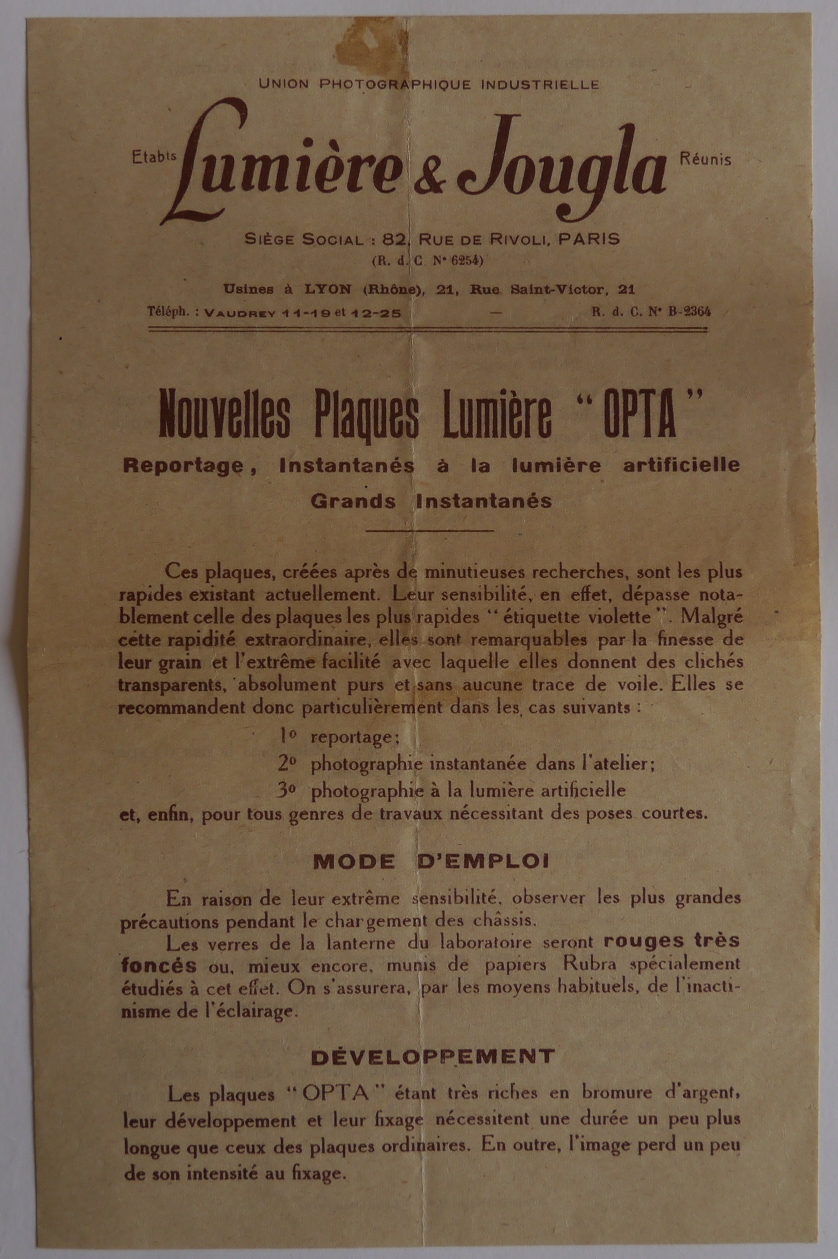 1926 - UPI - Notice Plaques Opta