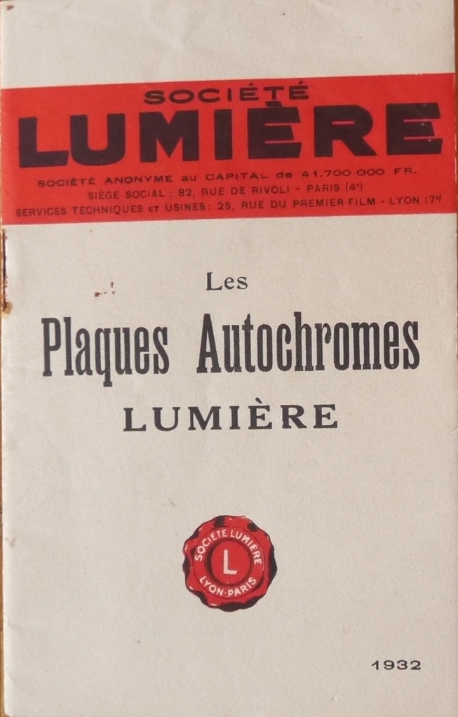 1932 - Sté Lumière - Notice Plaques Autochrome