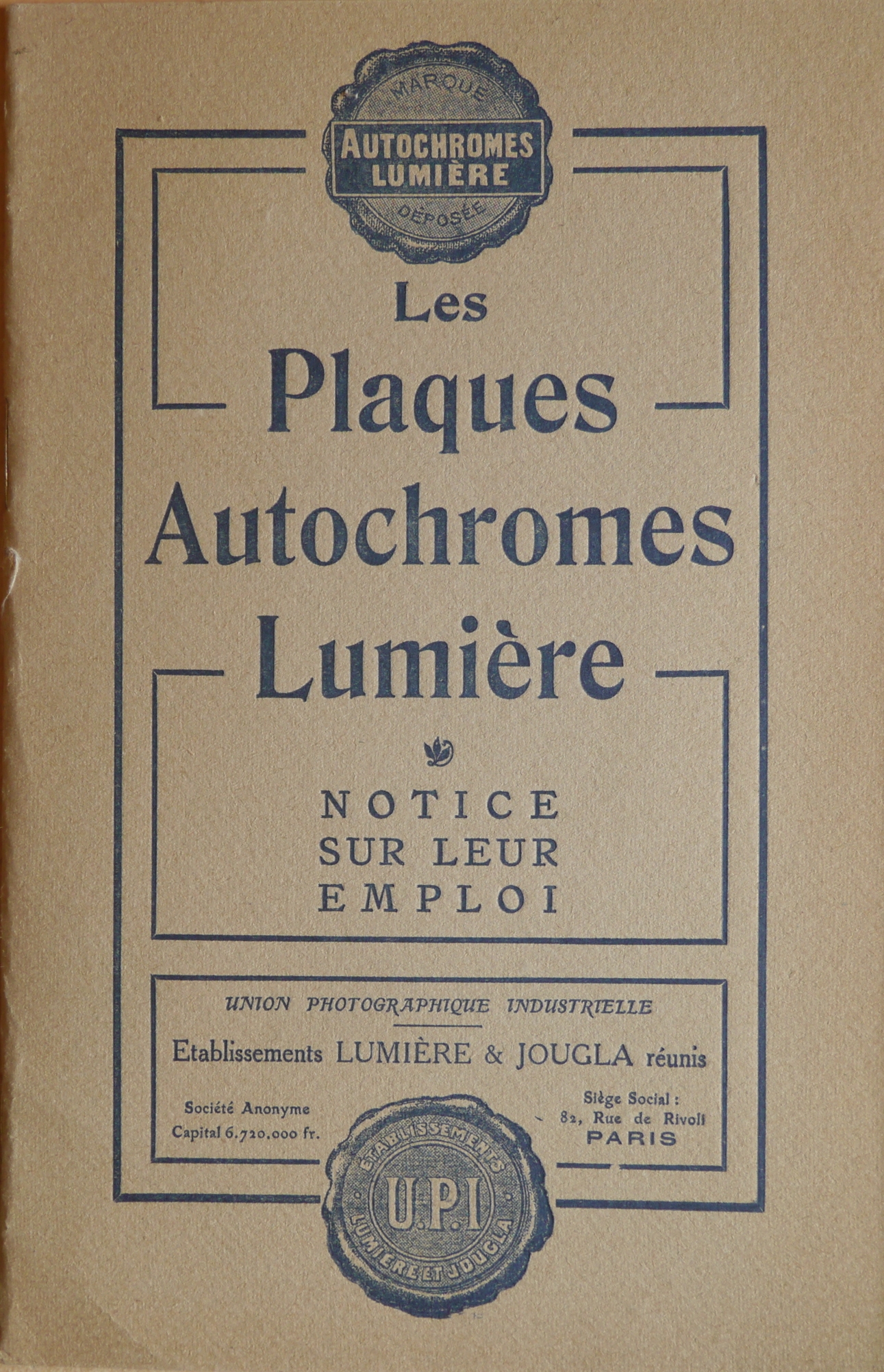 Société Lumière - Notice Plaques Autochrome