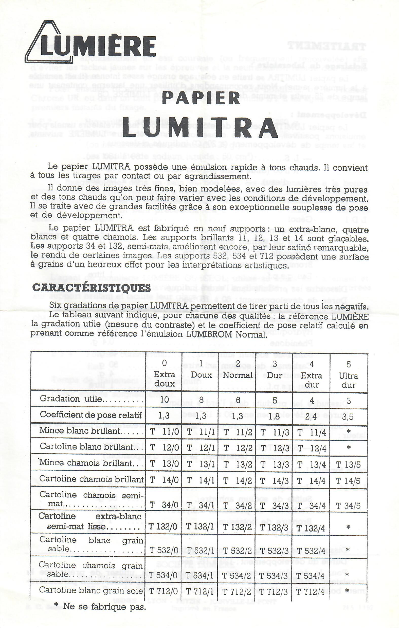 Notice du Papier Lumitra