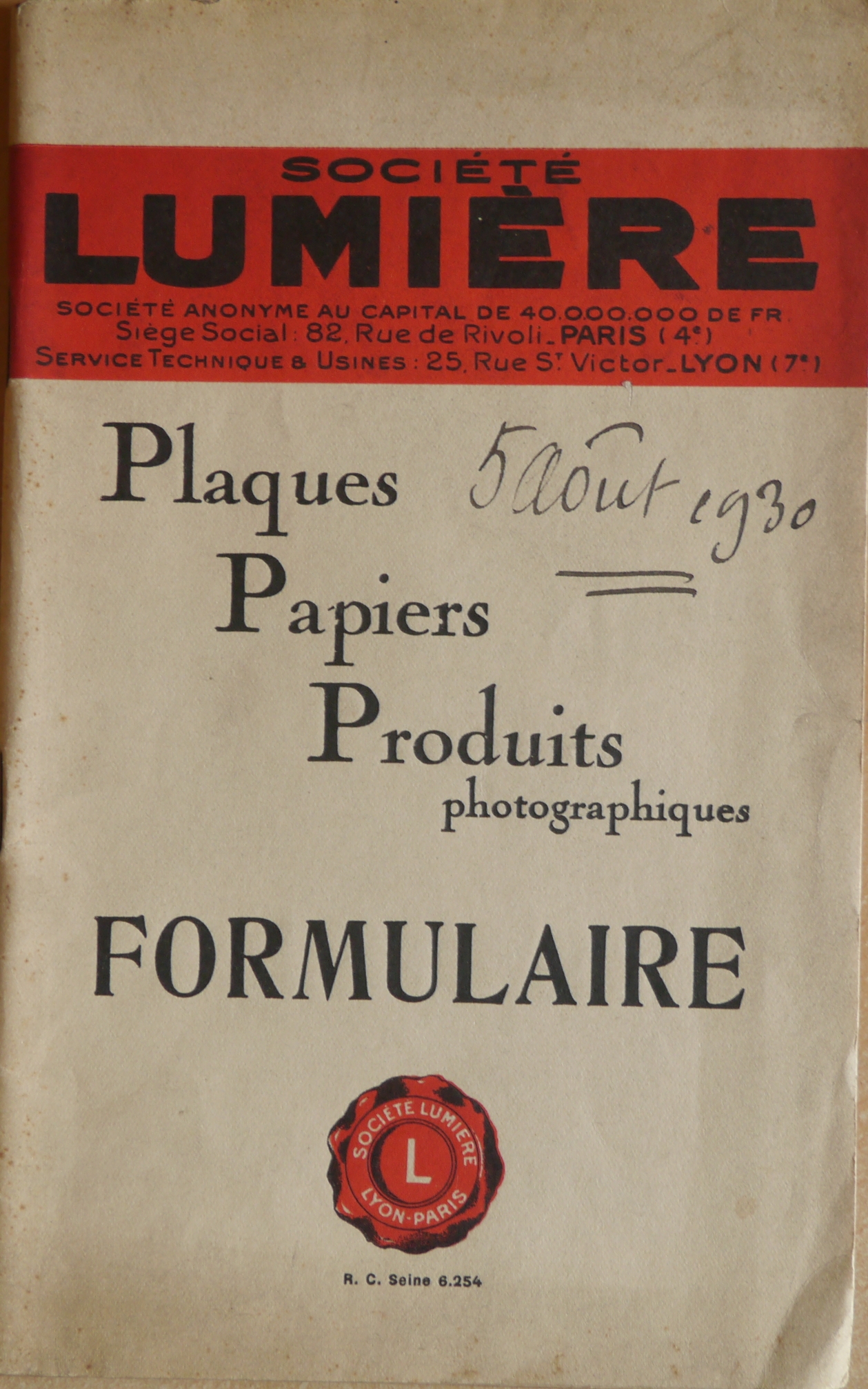 Formulaire n°18 - 1929