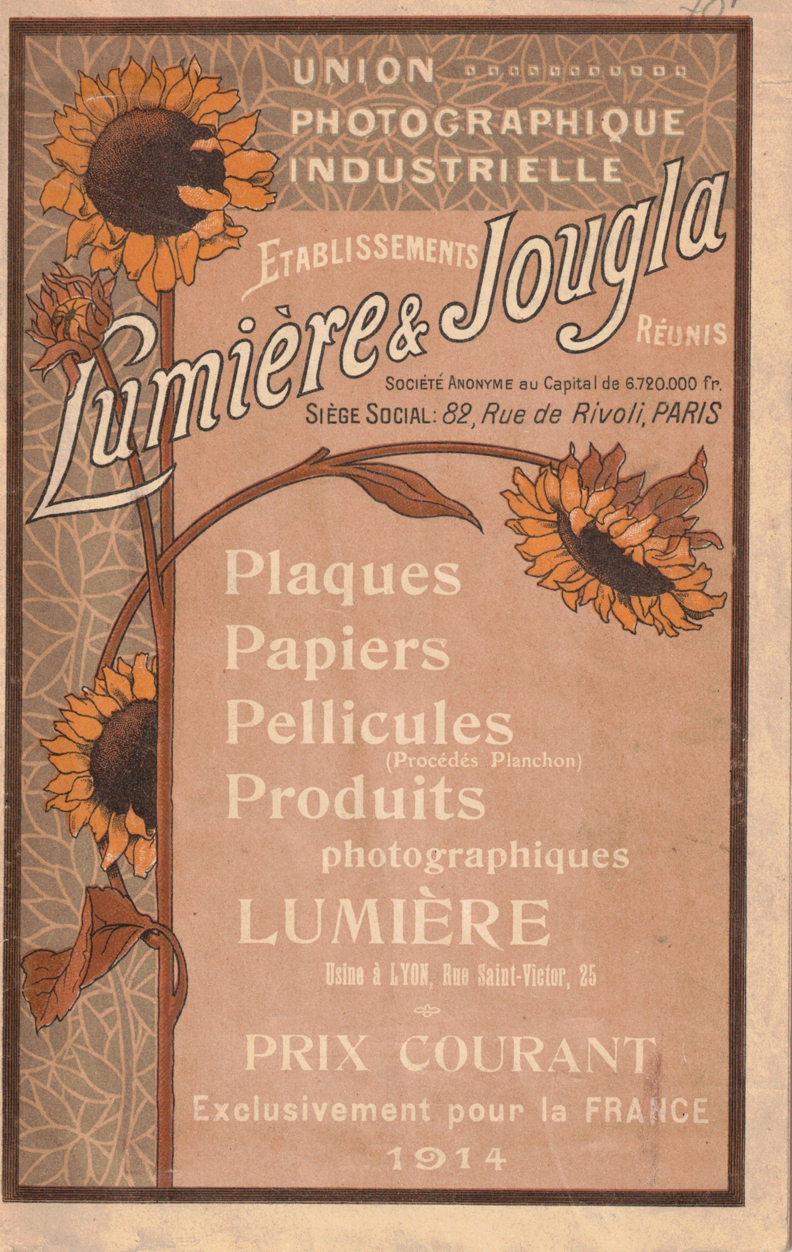 Prix courant Plaques Papiers Pellicules Produits - 1914
