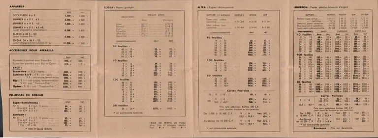 Tarif confidentiel - décembre 1948 verso