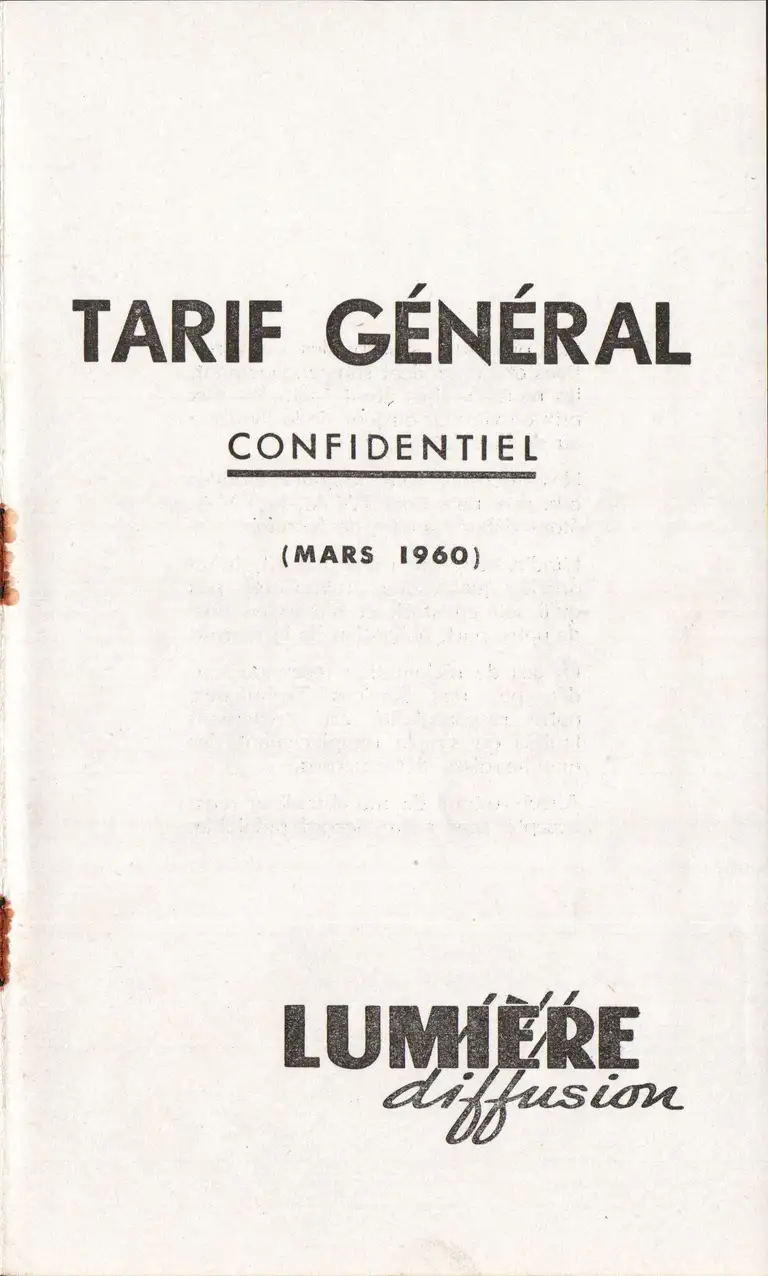 1960-03 - Tarif général - 1