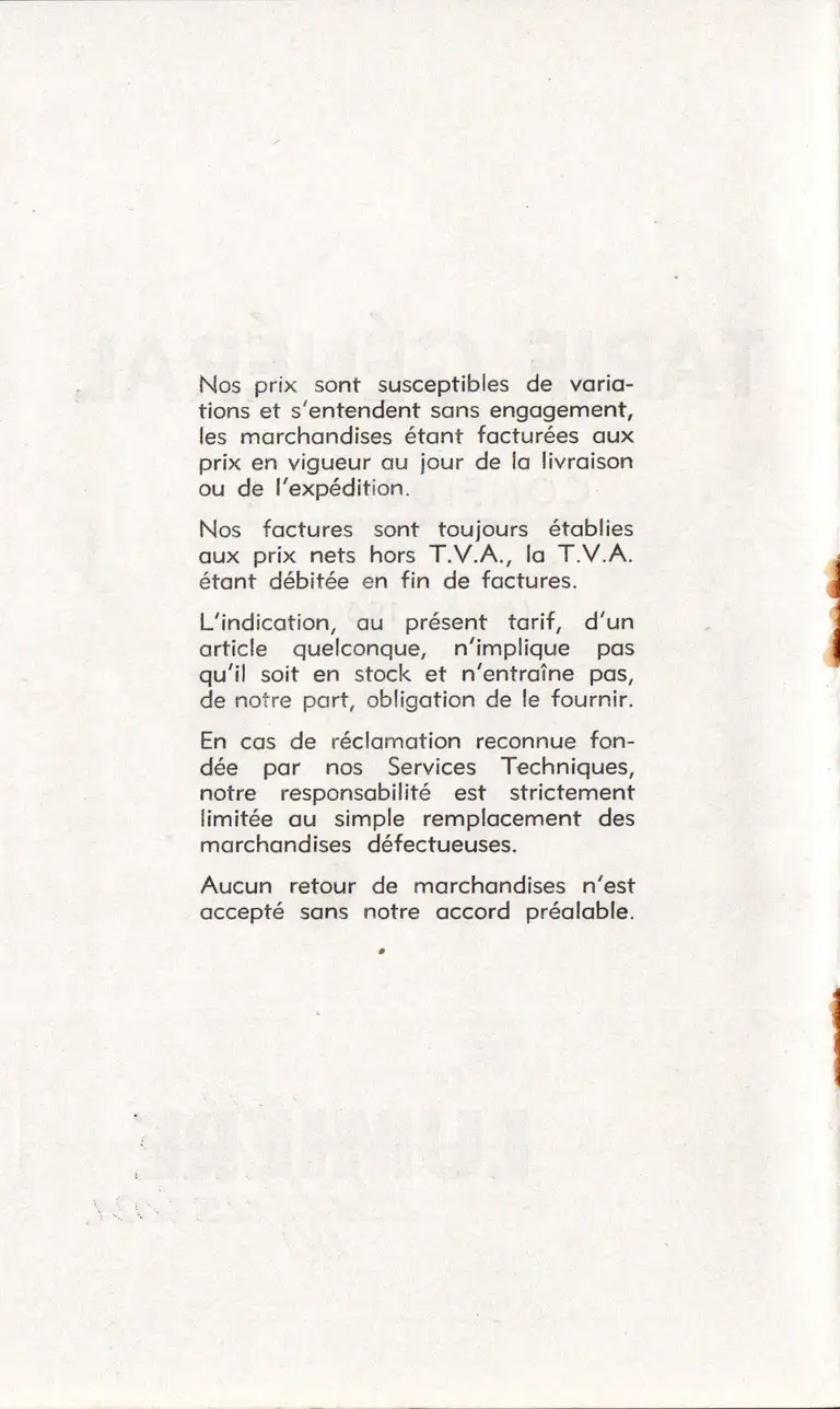 1960-03 - Tarif général - 2