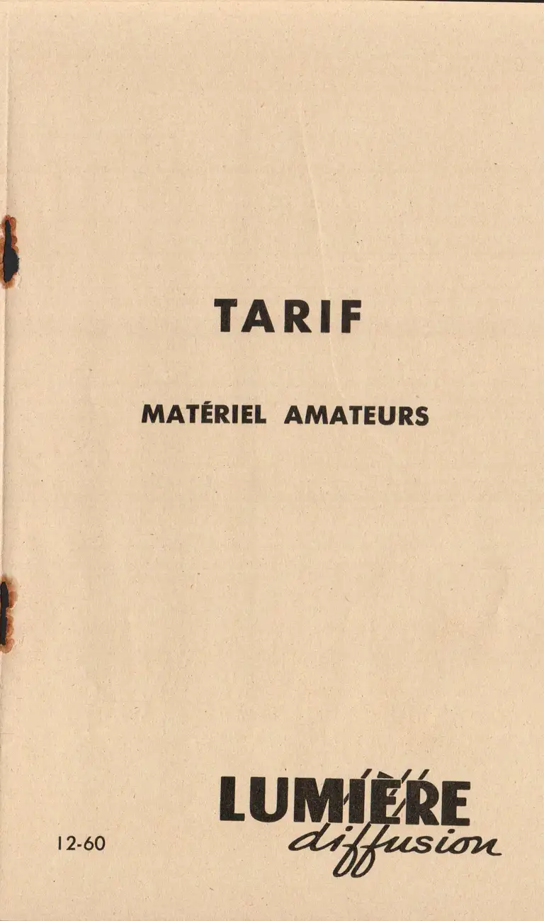 Tarif matériel amateurs - décembre 1960 1
