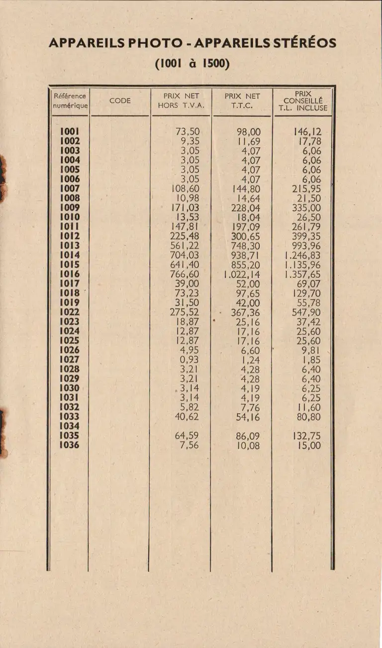Tarif matériel amateurs - décembre 1960 2