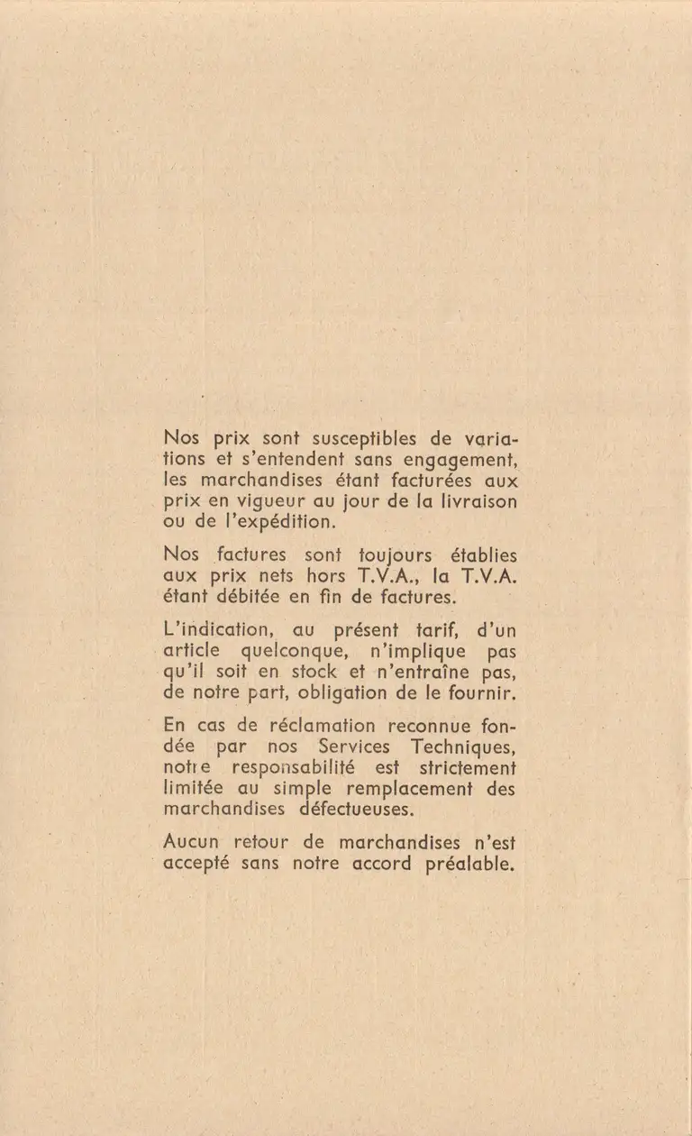 Tarif matériel professionnel SINAR - décembre 1960 4