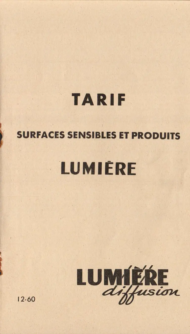 Tarif surfaces sensibles et produits - décembre 1960 1