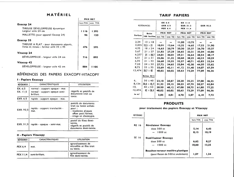 1963-01 - Tarif Exacopy Vitacopy verso